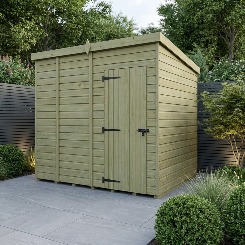 Total Sheds 10ft x 7ft Pent Garden Shed - Single Door - No Windows - Pressure Treated Timber - UK Manufactured
