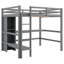 Lit mezzanine pleine grandeur gris avec bureau de fabrication de savon sous le lit et tablettes multifonctionnelles, lignes épurées, style moderne rustique en terre cuite Complement Home, garde-corps hauts