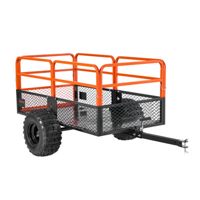 Remorque utilitaire de jardin, 28 pieds cubes Pi. Et 1800 lb, remorque de VTT UTV, remorques de remorquage à benne basculante en acier, panneau arrière amovible, remorques de traction robustes pour tondeuse à gazon