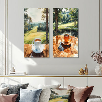 «Coffee Cup At The Golf Court I», collection d'art sur toile 2 pièces