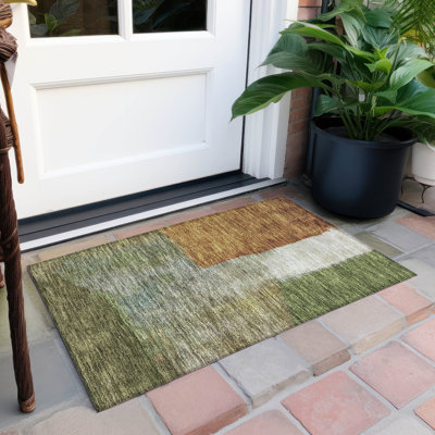 Machine Washable Indoor/Outdoor Chayden ACN1100 Green Rug
