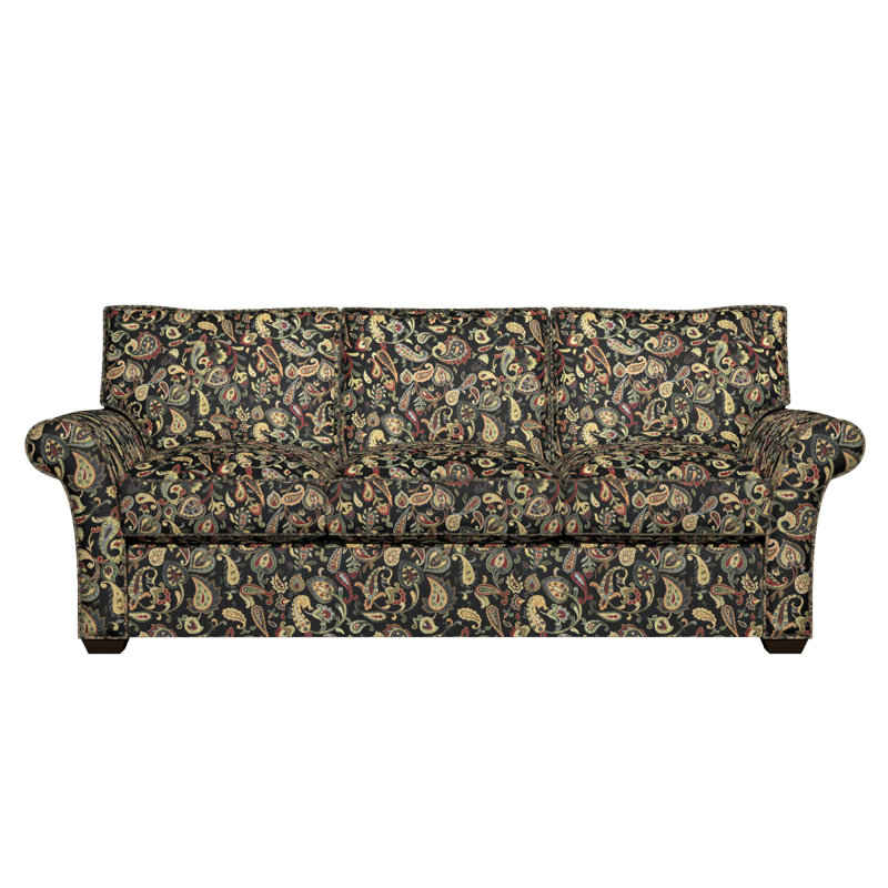 Tissu floral à motif cachemire, Noir / Vert