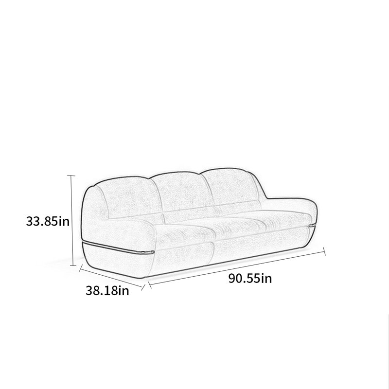 Canapé rétro en tissu de style wabi-sabi, H 33,85 po x l 90,55 po x P 38,18 po