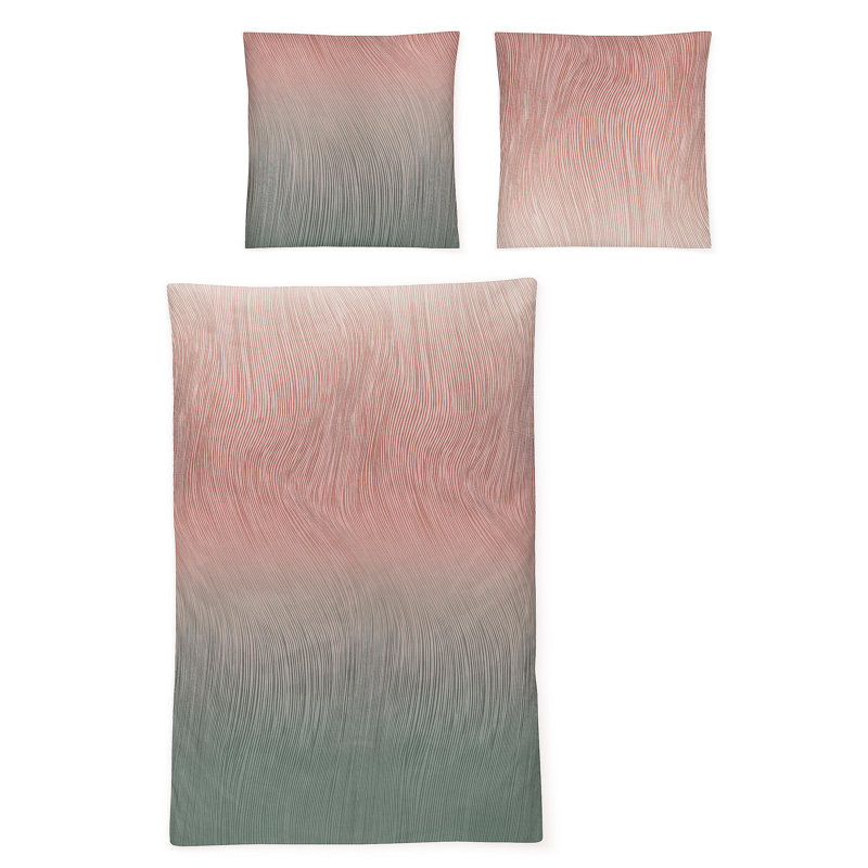 Feel Green/Pink Cotton 81 TC Reversible Modern & Contemporary Duvet Cover Set, 155 x 200cm Duvet Cover + 1 Pillowcase