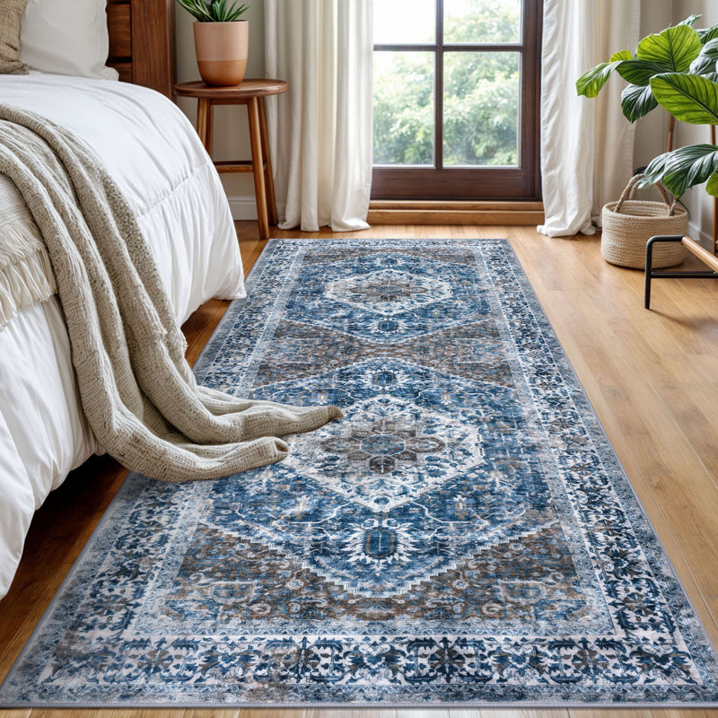 Jodhveer Area Rug Washable Rug Non-Slip Backing Indoor Rugs, Runner 3' x 8'