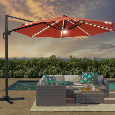 Alissiya 132'' Lighted Cantilever Umbrella