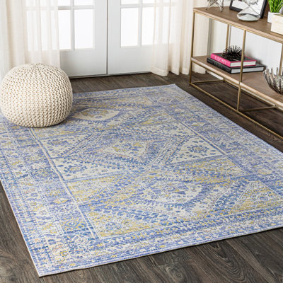 Peregrine Ornate Geometric Medallion Blue Rug