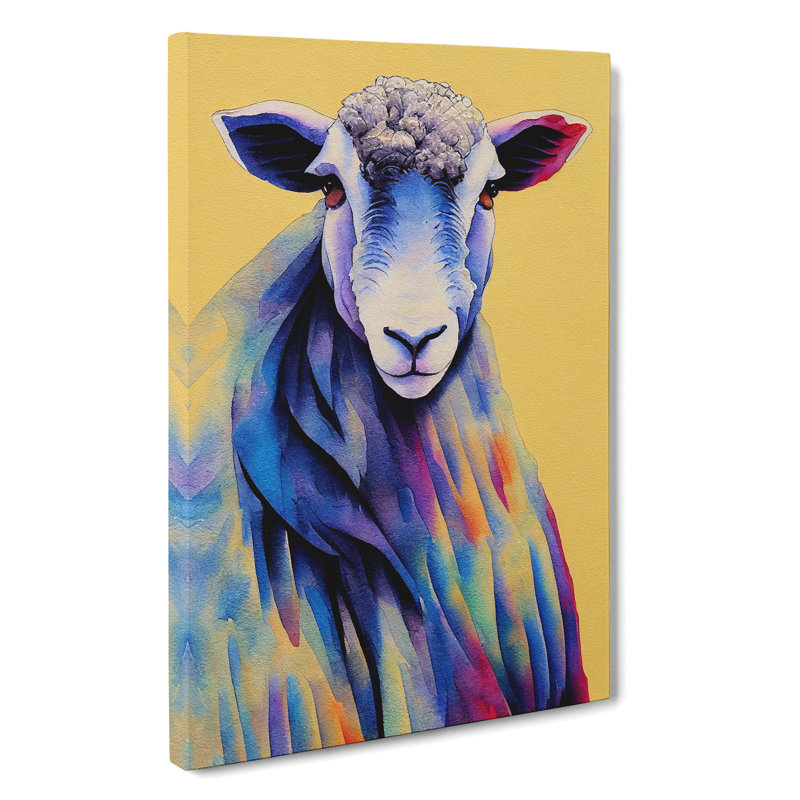 Watercolour Sheep No.1 - Wrapped Canvas, 50cm H x 35cm W x 3cm D