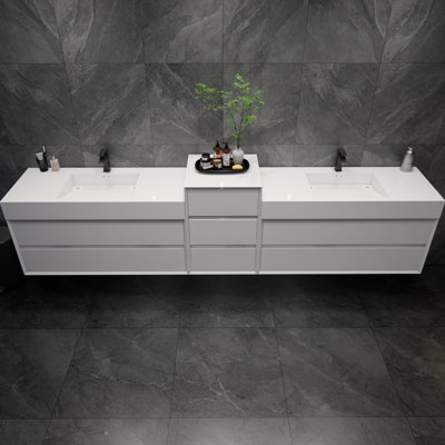 Albizu 114" Wall-Mounted Double Bathroom Vanity