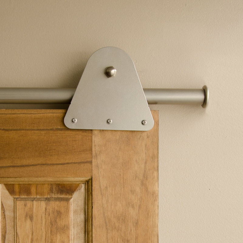 Ensemble de quincaillerie pour porte de grange à porte simple Triangle, Nickel satiné