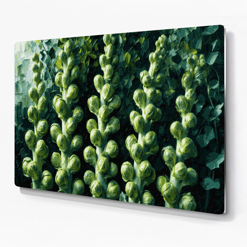 Légumes, choux de Bruxelles, art mural en métal vert, H 8 po x l 10 po