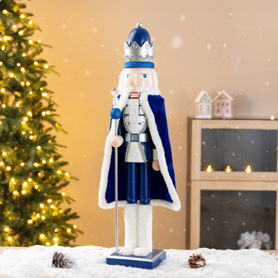 24"H Wooden Christmas Blue King Nutcracker