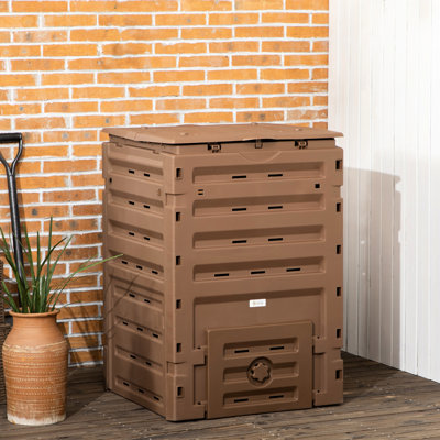 120 Gallon Compost Bin From - , 80 Air Vents, 2 Sliding Doors, Quick Making Of Fertile Soil, Lightweight & Robust, Brown Garden , Vents Doors For Rapid Soil Generation, ,