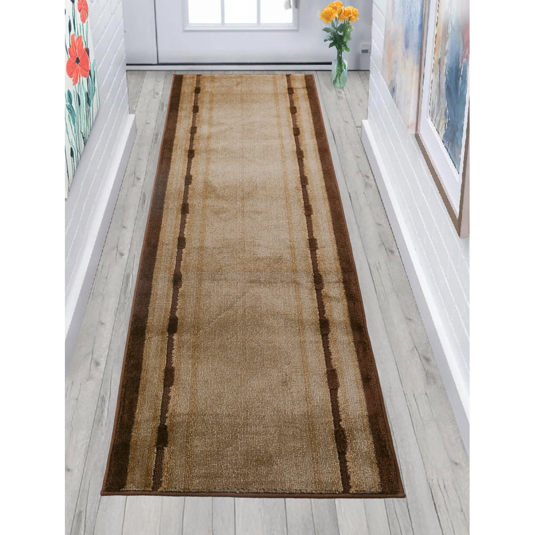 Custom Size Anti-Slip Machine Washable Medium Profile Soft Cut Pile Dot Beige Runner Rugs by Feet Latitude Run® Rug 
