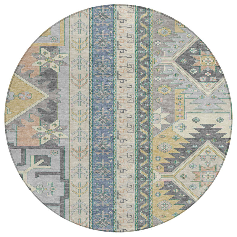 Solara Gray Washable Indoor-Outdoor Rug - , 2'6" x 3'10"