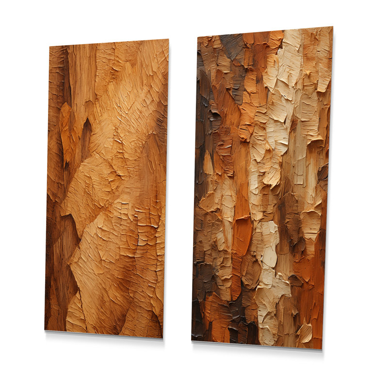 «Brown Tree Bark Essence II», ensemble de 2 reproductions d'art en métal, H 28 po x l 24 po