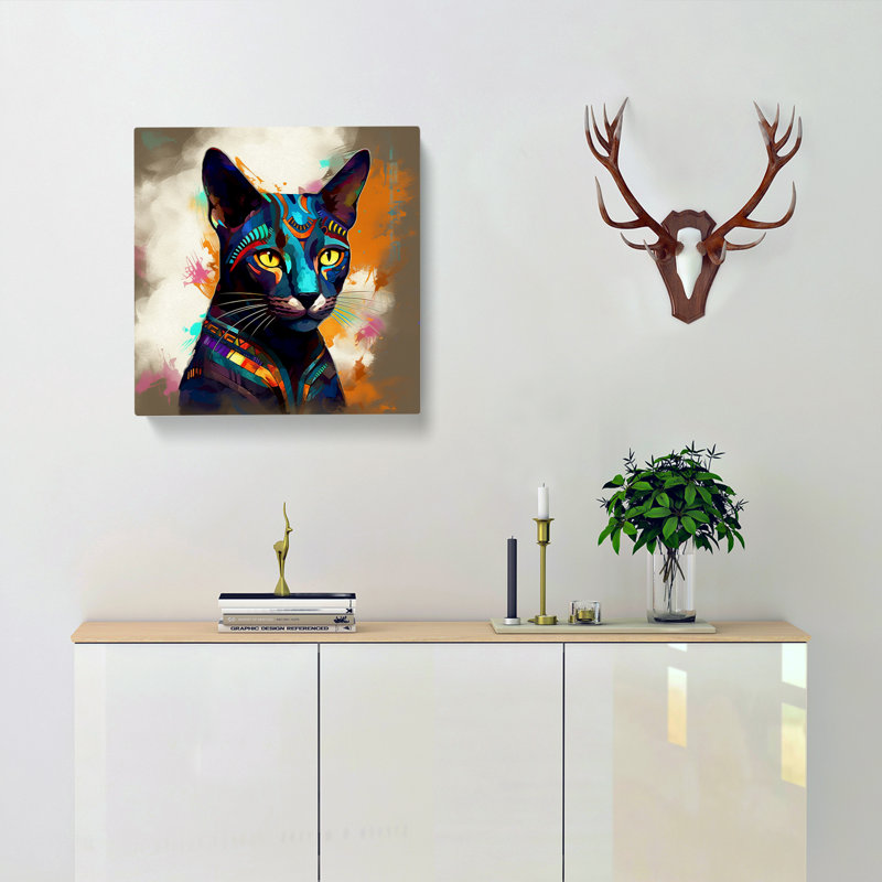 Egyptian Cat Abstract Art No.2 - Wrapped Canvas