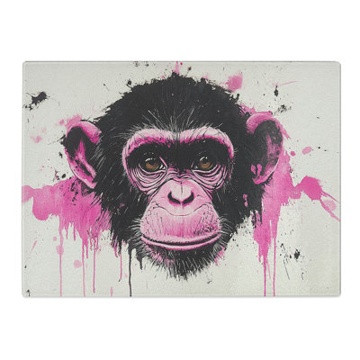 Monkey Artwork  Glass Chopping Board