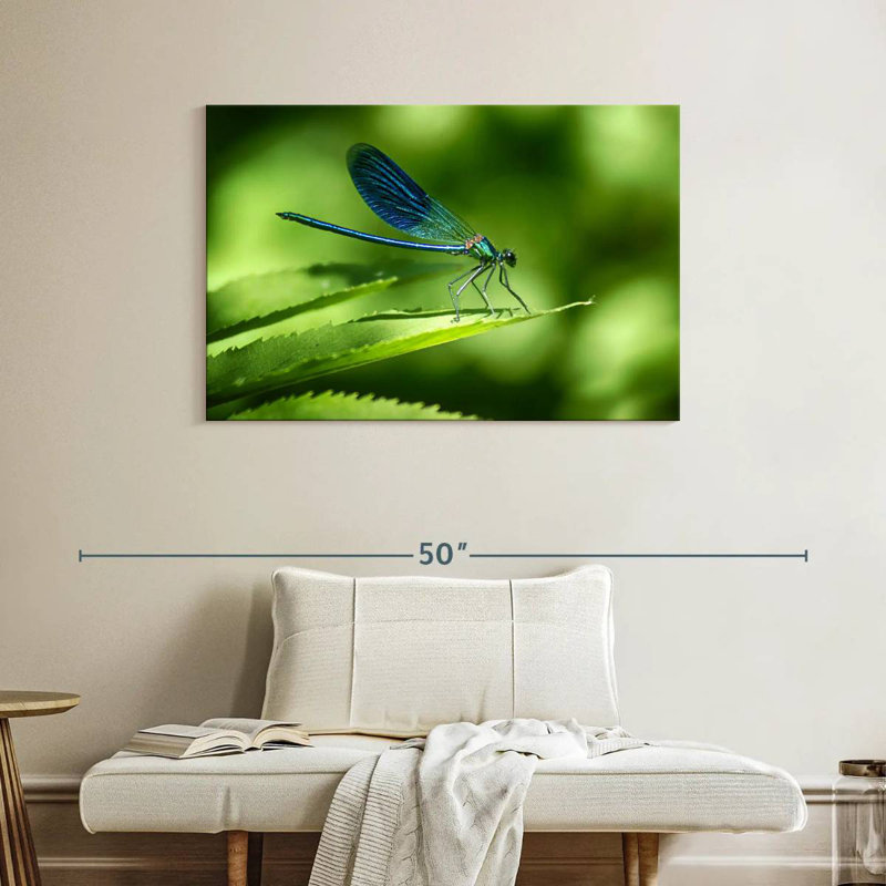 Brampt Dragonfly On A Leaf, 26" H x 39" W