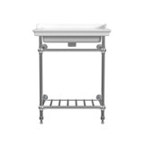 Gloss White Fireclay Rectangular Console Bathroom Sink with Overflow