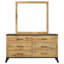 Grande commode avec miroir assorti, 6 tiroirs, bois brun Wemy
