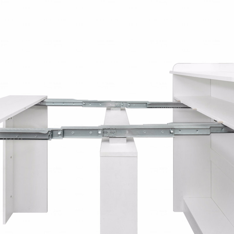 Table de salle à manger extensible moderne avec rangement, Blanc