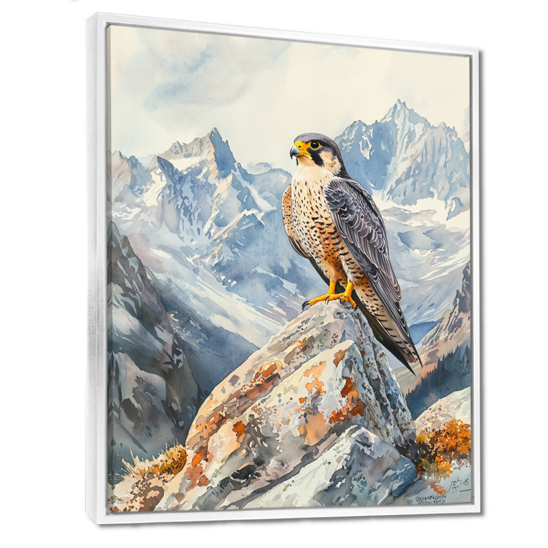 Tuckerton Peregrine Falcon In The Mountains I - Hawk, art mural de salon, H 20 po x l 12 po, Impression encadrée flottante