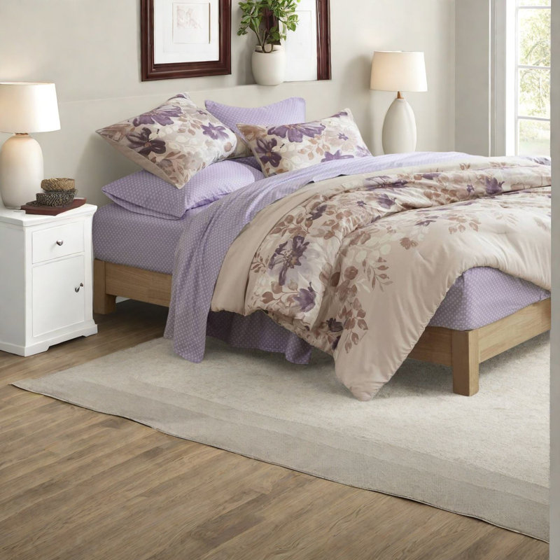 Ensembles de literie doux, polyester taupe à motif floral grand confort moderne