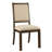 Tadrian Rustic Oak And Beige Fabric Side Chair Set Of 2 With Padded Back And Seat
