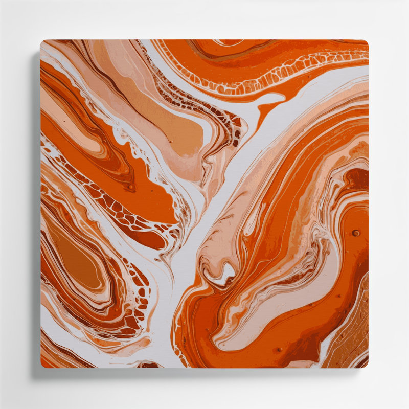 Abstrait fluide, art mural en métal brun 53, H 16 po x l 16 po