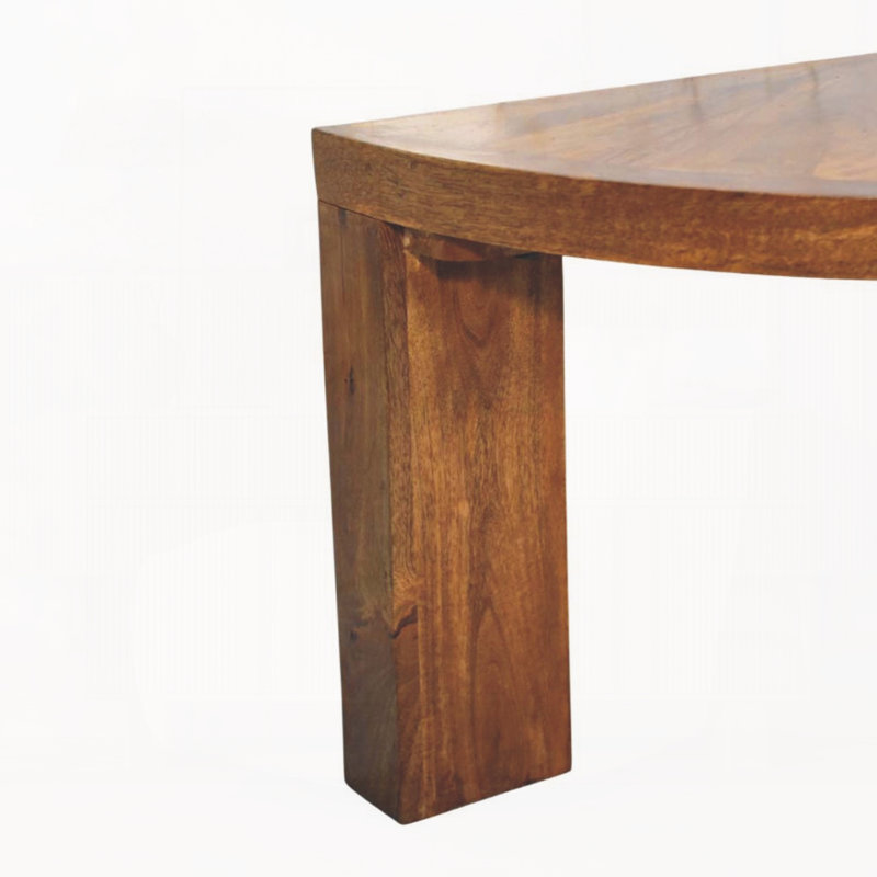 Table basse demi-lune en chêne ambré