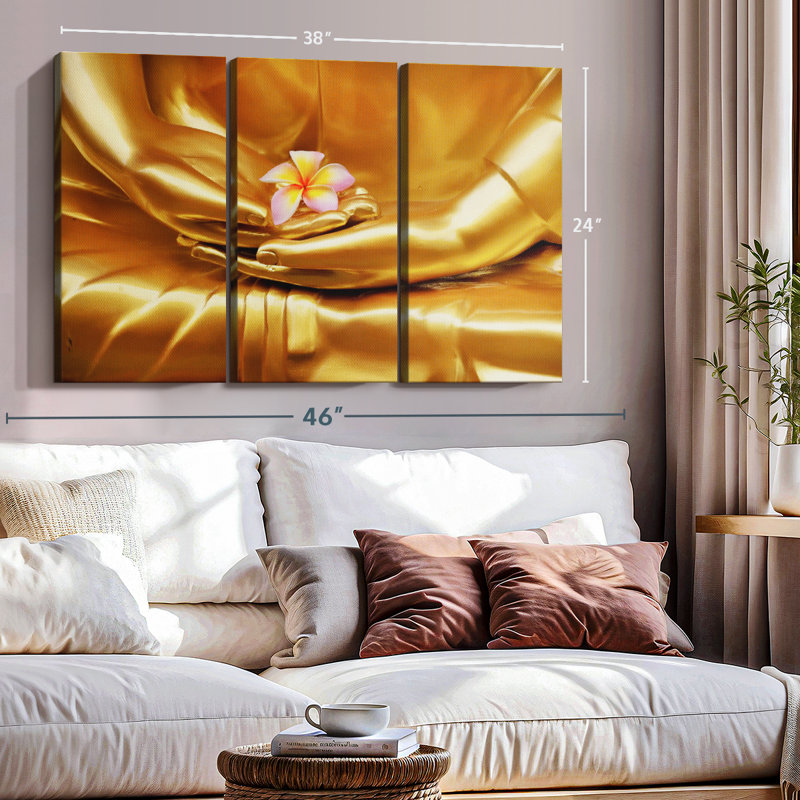 "Bouddha et frangipanier" sur toile, H 24 po x l 38 po x P 1,25 po