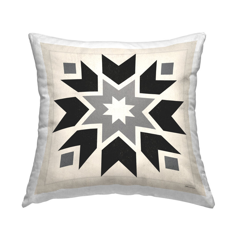 Coussin noir et crème imprimé par Stephanie Workman Marrott