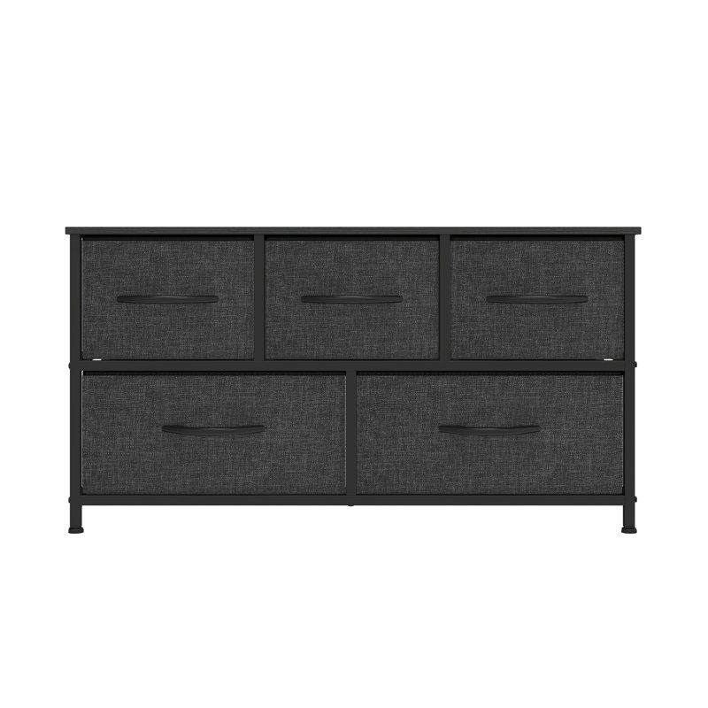 Kathiria 39.4"W 5 Drawer Small Dresser, Dark Gray