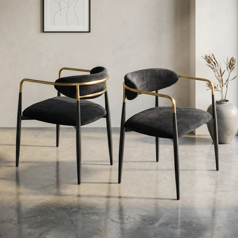 Hillard Hillard Upholstered Rounded Edge Arm Chair, Black 
