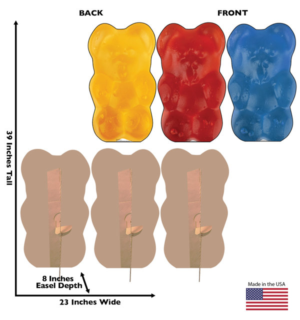 Advanced Graphics Gummy Bears Cardboard Cutout Standup (3 Pack: Orange, Red and Blue)