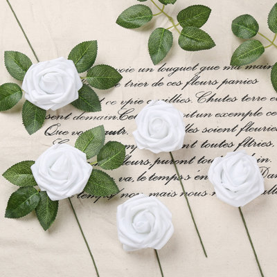 30Pcs Artificial Flowers Foam Roses With Stems 8Cm Roses Flowers