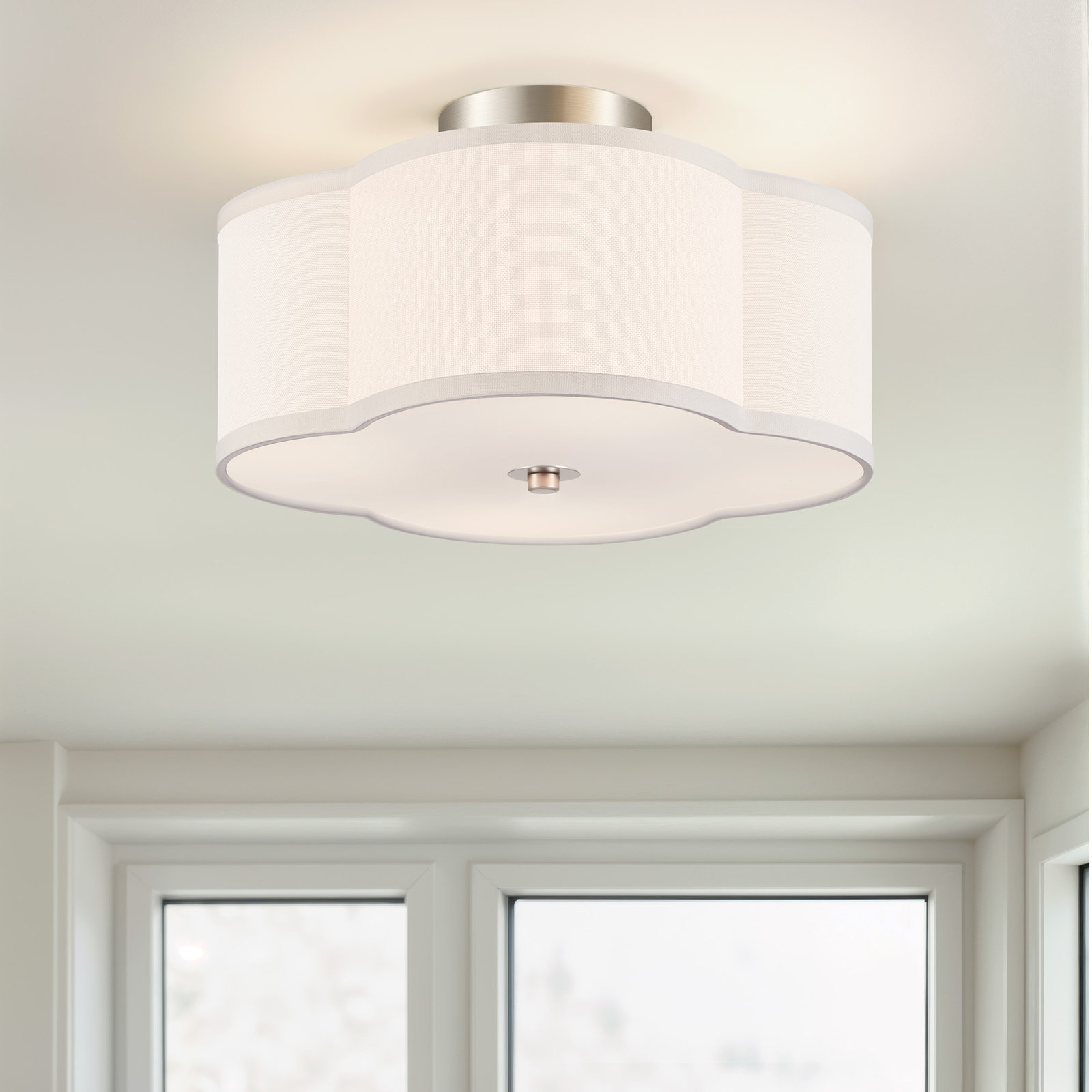 Venoy 4-Light Semi Flush Mount, 6.9" H x 12.6'' W x 12.6" D, Nickel