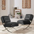 Adewunmi 26.38'' W Button Tufted Faux Leather Upholstered Armless Accent Lounge Chair (Set of 2)