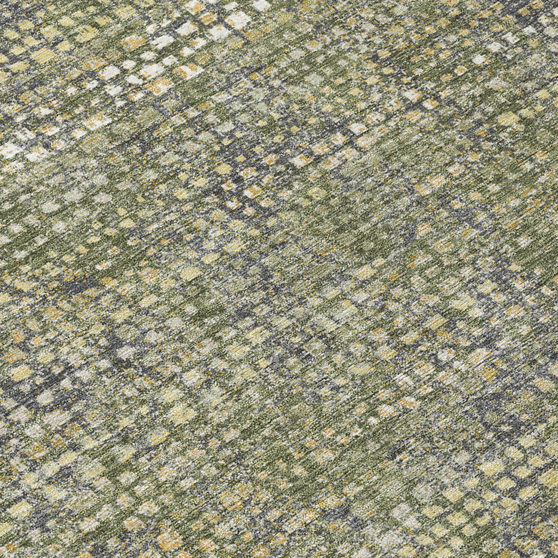 Machine Washable Indoor/Outdoor Chantille ACN2641 Abstract Rug, 10' x 14', Olive