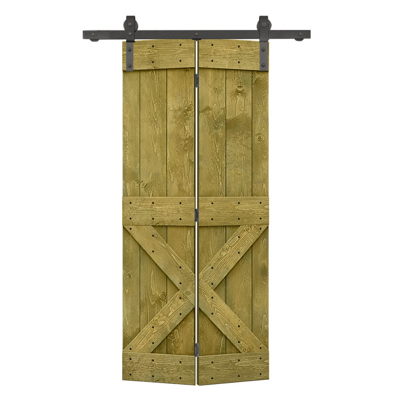 Porte pliante en bois massif 84 po 84 po, Vert jungle, 26 po x 84 po