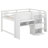 Full Size Low Loft Bed With Built-In Desk, Loft Bed With Storage Cabinets And Open Bookcase, Whiteboard For Graffiti-749839887