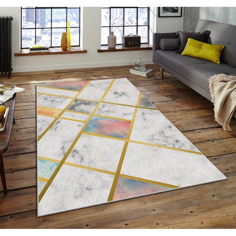 Luxurious Velvet Area Rug, 4.6 x 7.2 Feet | 100% Polyester, 740 g/m² | Non-Slip Felt Dot Underside, Machine Washable | Digital Print Design, Easy to Clean, Perfect for Living Room & Bedroom Décor