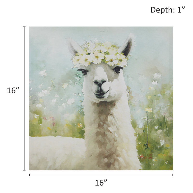 Sunshine Llama in Flower Fields Canvas Wall Art