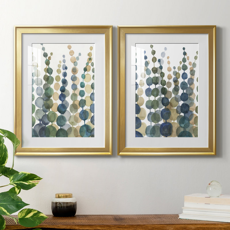 «Pompom Botanical I», reproduction encadrée de qualité supérieure, prête à être accrochée, Cadre doré