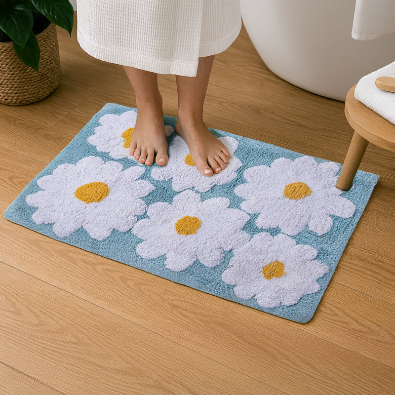 Solid Aqua Cotton Bath Mats, Aqua