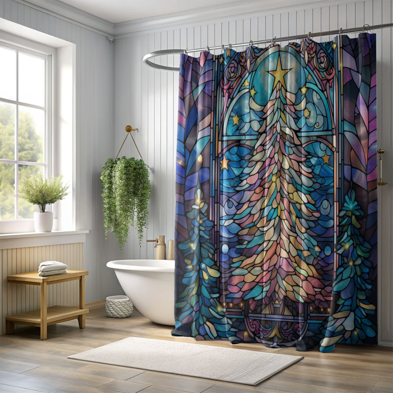 Rideaux de douche en verre 1 pièce, H 74 po x l 71 po