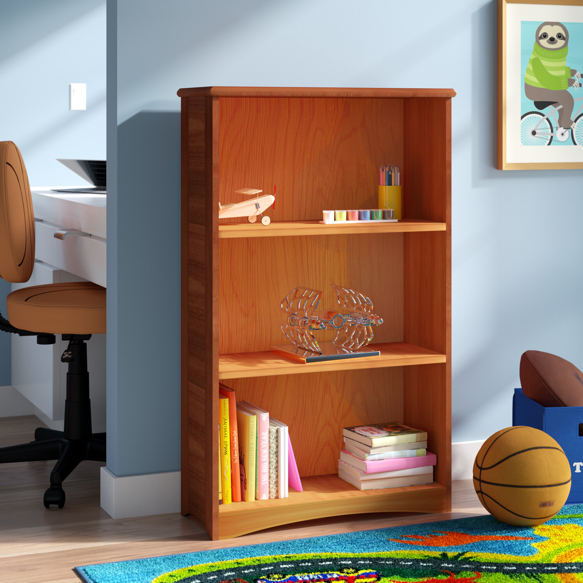 HONEY JOY Toy Storage Organizer with Bookcase, 5-Cubby Children Bookshelf  Toy Storage Cabinet, Open Kids Toy Storage Shelf Book Display Rack for