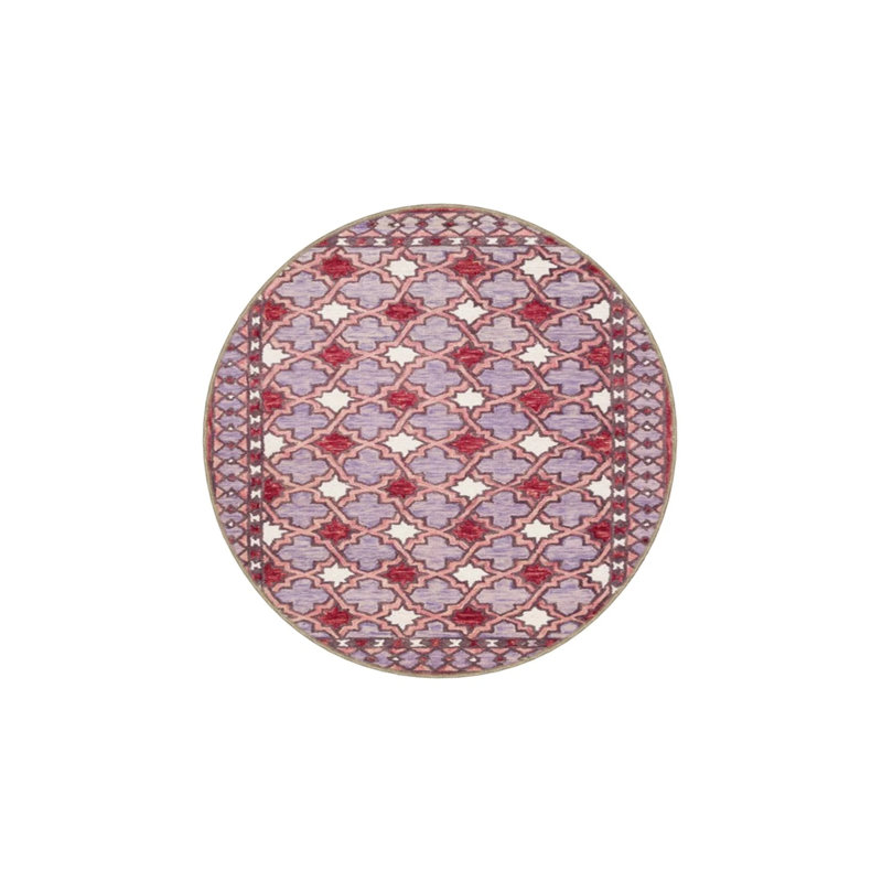 Pink White Framed Decorative Washable Carpet, Rectangle 2'4" x 4'