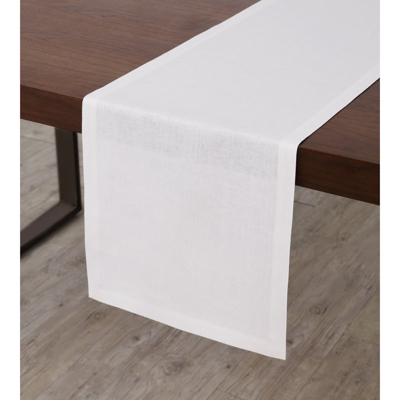 Diana - 100% Pure Linen Table Runner, 90" x 14", White